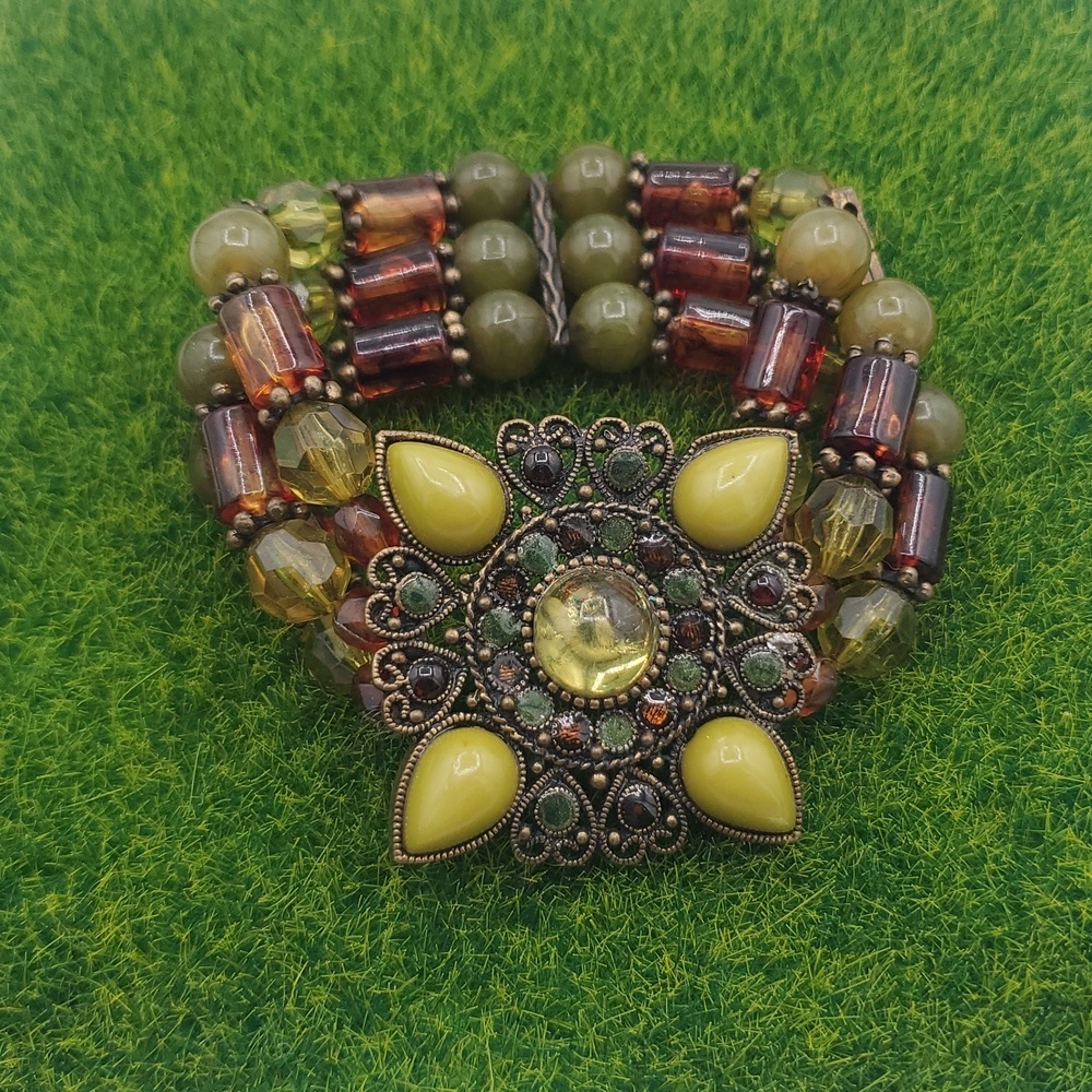 Ornate Stunning Crystal Vintage Bracelet B3009 Multiple strands of beads